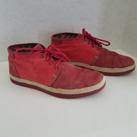 Ugg Chukka Boots Red Canvas Leather Size 10.5 main image 8